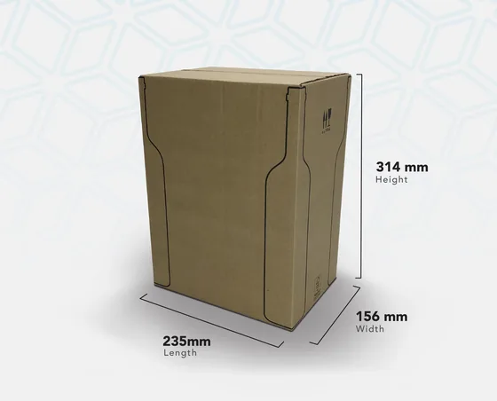 STOCK 6BN 726 kraft carton printed with bottle outlines